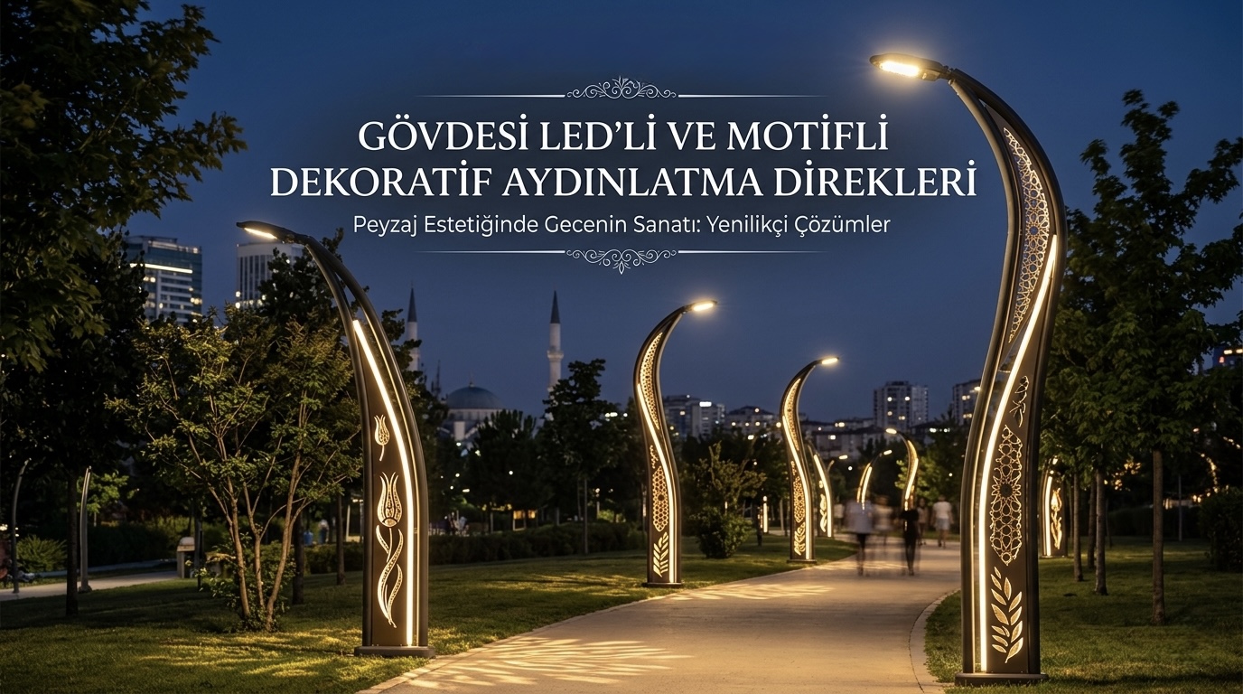 Gövdesi LED'li ve Motifli Dekoratif Aydınlatma Direkleri
