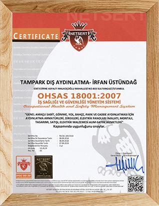 Tampark OHSAS 18001 2007 Eski Tampark Sertifikası